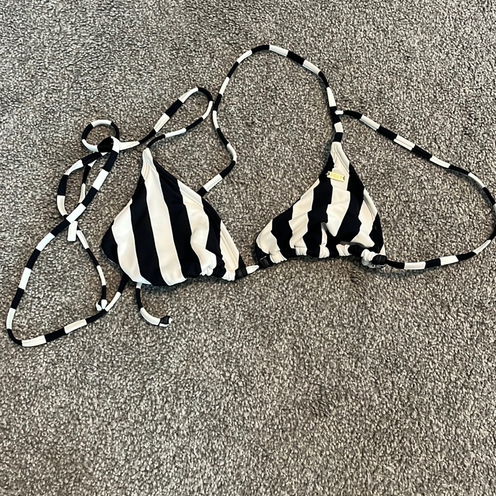 Black & white striped Bikini Top